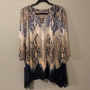 JM Collection multicolor printed 3/4 sleeve top